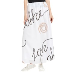 Seamless Pattern Coffee Text Maxi Chiffon Skirt