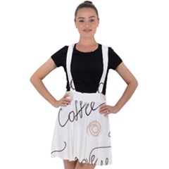 Seamless Pattern Coffee Text Velvet Suspender Skater Skirt