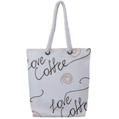 Seamless Pattern Coffee Text Full Print Rope Handle Tote (small) by Maspions