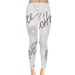 Seamless Pattern Coffee Text Inside Out Leggings by Maspions