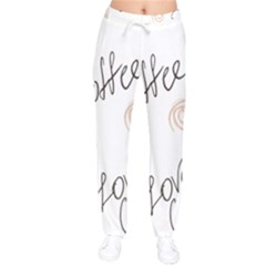 Seamless Pattern Coffee Text Women Velvet Drawstring Pants