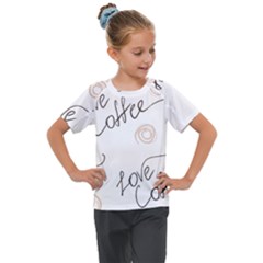 Seamless Pattern Coffee Text Kids  Mesh Piece T-shirt