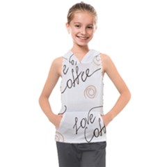 Seamless Pattern Coffee Text Kids  Sleeveless Hoodie