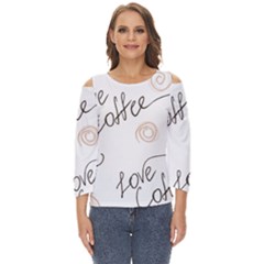 Seamless Pattern Coffee Text Cut Out Wide Sleeve Top