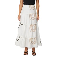 Seamless Pattern Coffee Text Tiered Ruffle Maxi Skirt