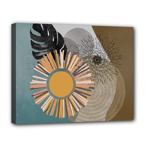 Boho Leaves Botanical Retro Vintage Canvas 14  X 11  (stretched)