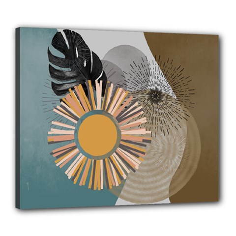 Boho Leaves Botanical Retro Vintage Canvas 24  X 20  (stretched)