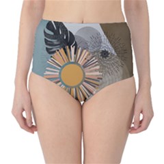 Boho Leaves Botanical Retro Vintage Classic High-waist Bikini Bottoms