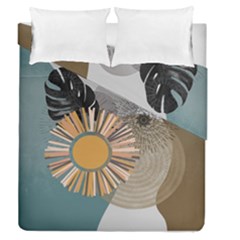 Boho Leaves Botanical Retro Vintage Duvet Cover Double Side (queen Size)