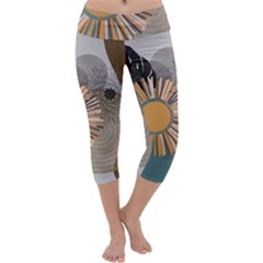 Boho Leaves Botanical Retro Vintage Capri Yoga Leggings