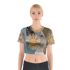 Boho Leaves Botanical Retro Vintage Cotton Crop Top