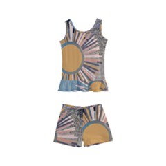 Boho Leaves Botanical Retro Vintage Kids  Boyleg Swimsuit