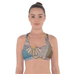 Boho Leaves Botanical Retro Vintage Cross Back Sports Bra by Maspions