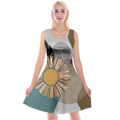 Boho Leaves Botanical Retro Vintage Reversible Velvet Sleeveless Dress