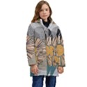 Boho Leaves Botanical Retro Vintage Kids  Hooded Longline Puffer Jacket View1