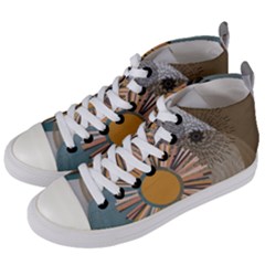 Boho Leaves Botanical Retro Vintage Women s Mid-top Canvas Sneakers by Maspions