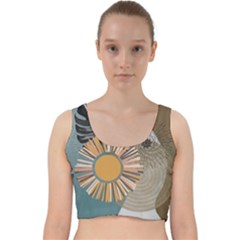 Boho Leaves Botanical Retro Vintage Velvet Racer Back Crop Top by Maspions