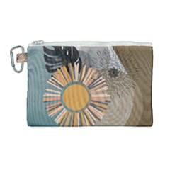 Boho Leaves Botanical Retro Vintage Canvas Cosmetic Bag (large)