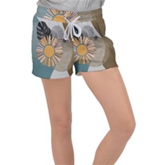 Boho Leaves Botanical Retro Vintage Women s Velour Lounge Shorts