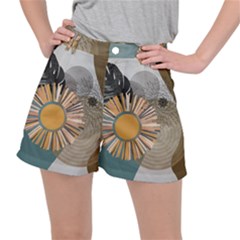 Boho Leaves Botanical Retro Vintage Women s Ripstop Shorts by Maspions