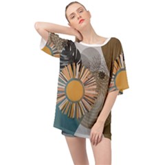 Boho Leaves Botanical Retro Vintage Oversized Chiffon Top