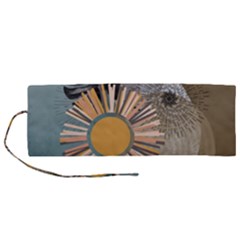 Boho Leaves Botanical Retro Vintage Roll Up Canvas Pencil Holder (m)