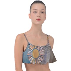 Boho Leaves Botanical Retro Vintage Frill Bikini Top