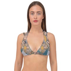 Boho Leaves Botanical Retro Vintage Double Strap Halter Bikini Top