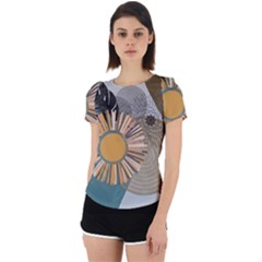 Boho Leaves Botanical Retro Vintage Back Cut Out Sport T-shirt by Maspions