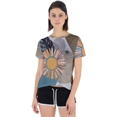 Boho Leaves Botanical Retro Vintage Open Back Sport T-shirt