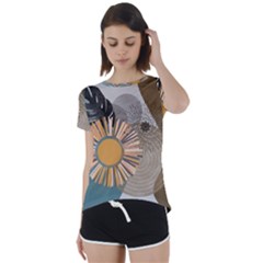 Boho Leaves Botanical Retro Vintage Short Sleeve Open Back T-shirt