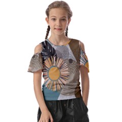 Boho Leaves Botanical Retro Vintage Kids  Butterfly Cutout T-shirt