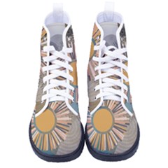 Boho Leaves Botanical Retro Vintage Men s High-top Canvas Sneakers by Maspions