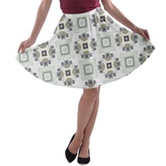 Background Pattern Retro Vintage A-line Skater Skirt