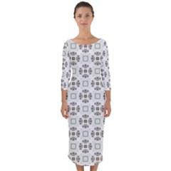 Background Pattern Retro Vintage Quarter Sleeve Midi Bodycon Dress by Maspions