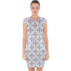 Background Pattern Retro Vintage Capsleeve Drawstring Dress 