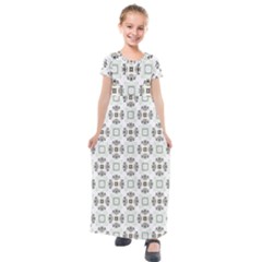 Background Pattern Retro Vintage Kids  Short Sleeve Maxi Dress