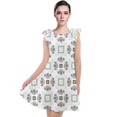 Background Pattern Retro Vintage Tie Up Tunic Dress