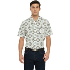 Background Pattern Retro Vintage Men s Short Sleeve Pocket Shirt 