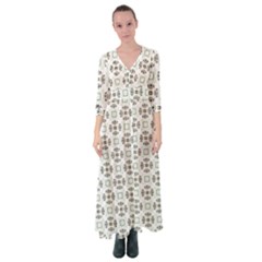 Background Pattern Retro Vintage Button Up Maxi Dress