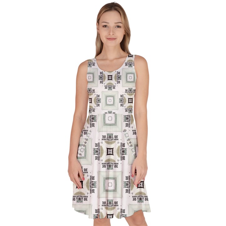 Background Pattern Retro Vintage Knee Length Skater Dress With Pockets