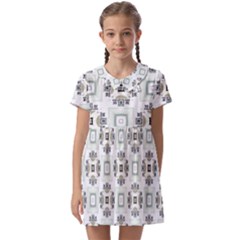 Background Pattern Retro Vintage Kids  Asymmetric Collar Dress