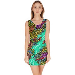 Background Leaves River Nature Bodycon Dress