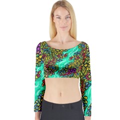 Background Leaves River Nature Long Sleeve Crop Top