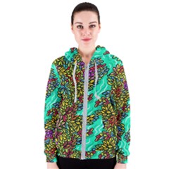 Background Leaves River Nature Women s Zipper Hoodie