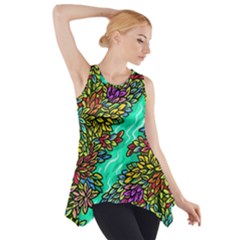 Background Leaves River Nature Side Drop Tank Tunic