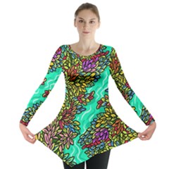 Background Leaves River Nature Long Sleeve Tunic 