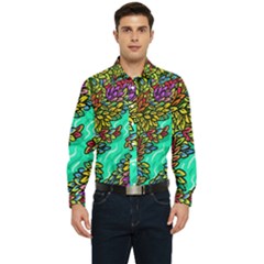 Background Leaves River Nature Men s Long Sleeve  Shirt