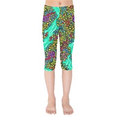 Background Leaves River Nature Kids  Capri Leggings 