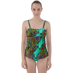 Background Leaves River Nature Twist Front Tankini Set